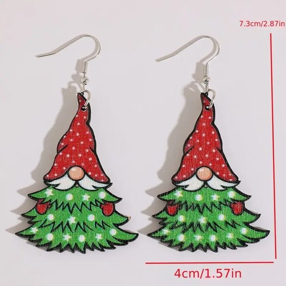 3/$12~Christmas Tree Gnome Earrings - Picture 4 of 4
